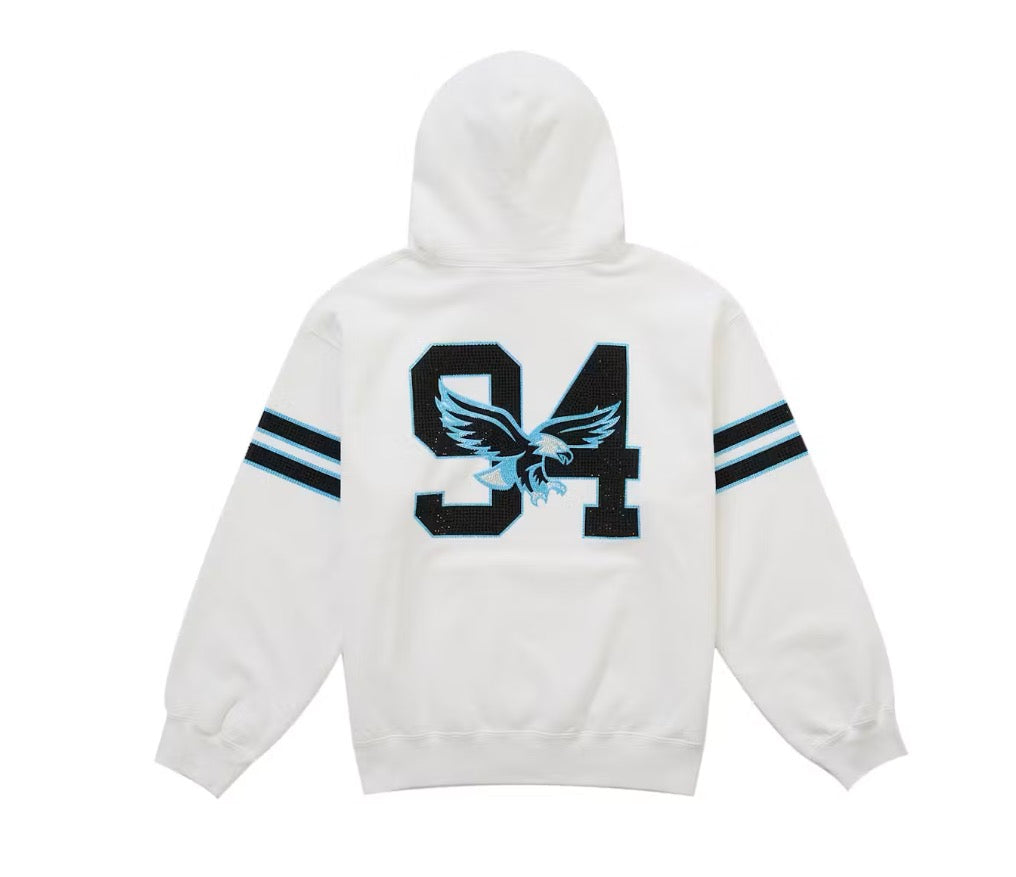 Supreme Rhinestone Eagle Hooded Sweatshirt White