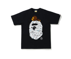 Bape Space Camo Milo On Big Ape Tee Black
