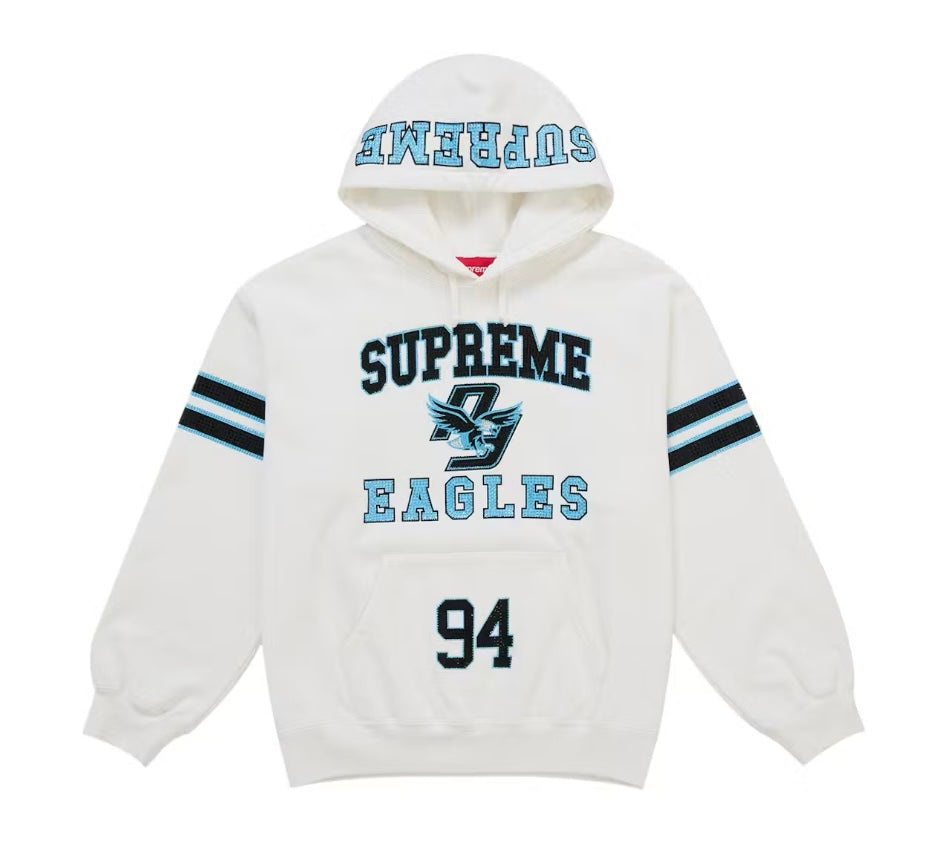 Supreme Rhinestone Eagle Hooded Sweatshirt White