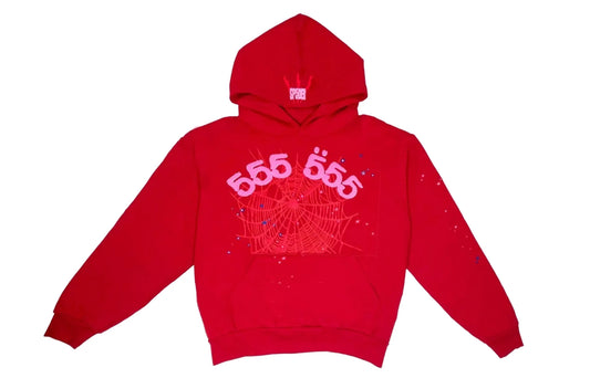 Sp5der Worldwide Red Angel Number 555 Hoodie Red