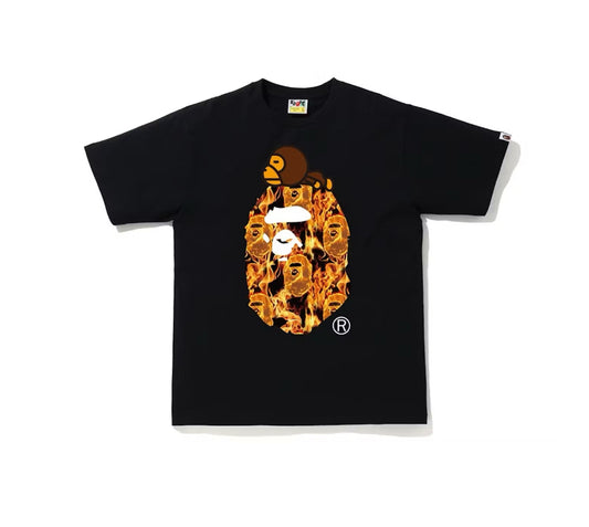 Bape Flame Milo On Big Ape Tee Black/Orange