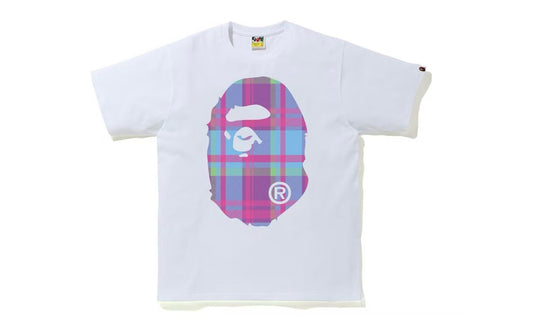 Bape Check Big Ape Head Tee White Multi