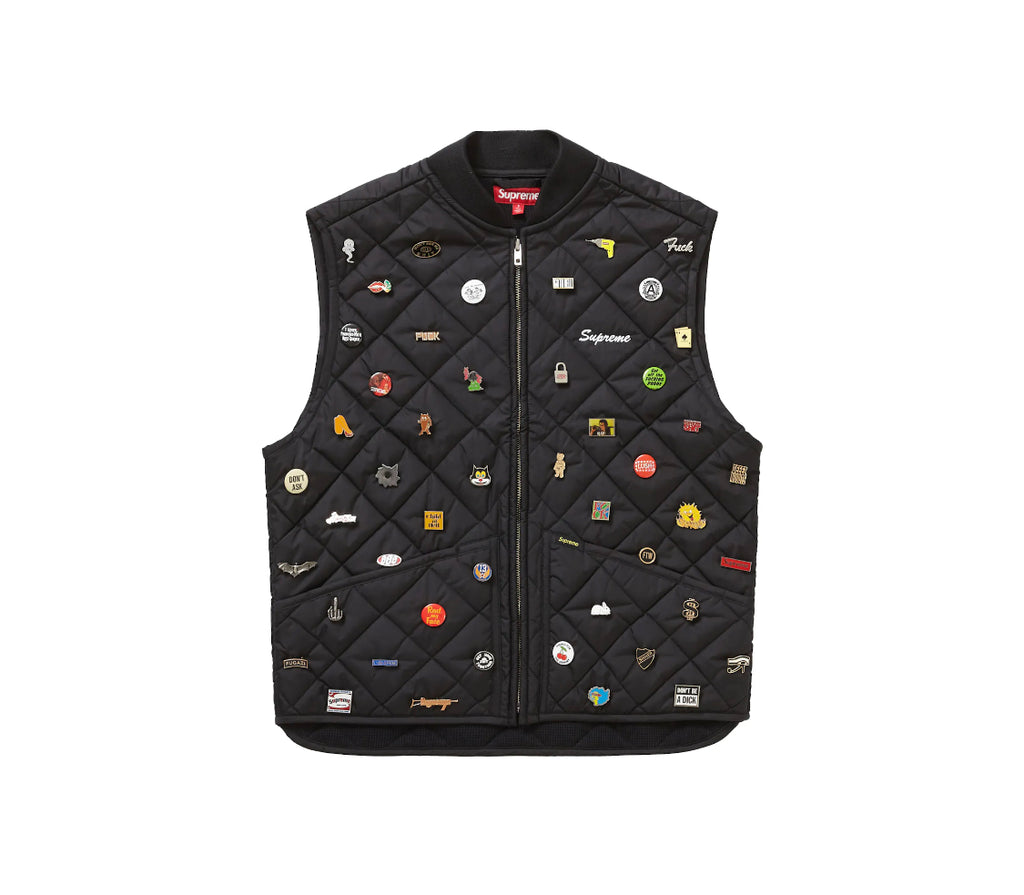 Supreme Pins Quilted Work Vest Black