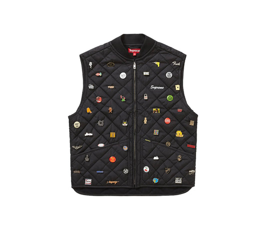 Supreme Pins Quilted Work Vest Black