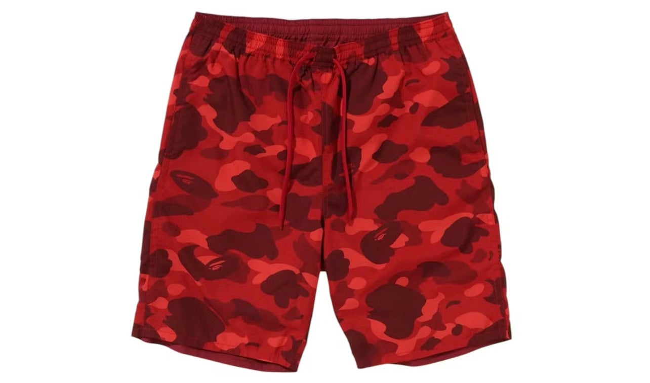 Bape Color Camo Shark Reversible Shorts Red
