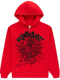 Sp5der OG Web Studded Zip Hoodie Red