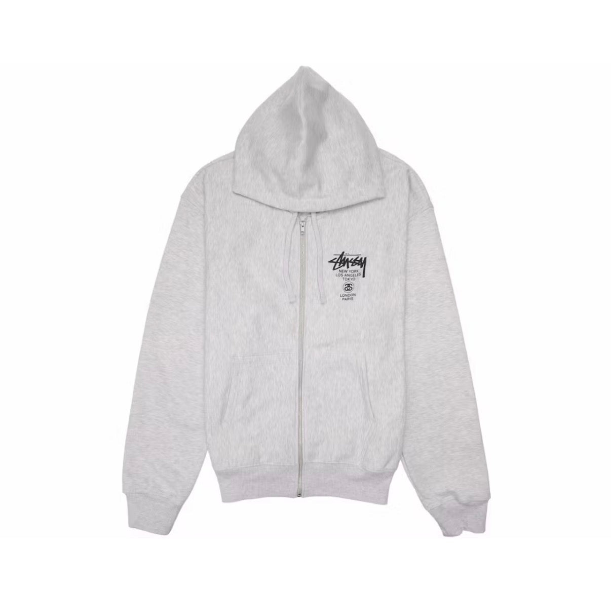 Stussy Wolrd Tour Zip Hoodie Ash Heather