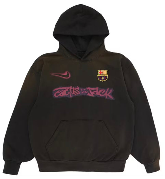 Travis Scott x Nike X FC Barcelona Spray Logo Hoodie Black
