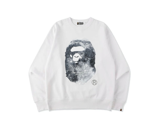 Bape Ape Head Moon Crewneck White