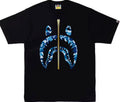 Bape Black Tee Blue Camo Shark Gold Zip