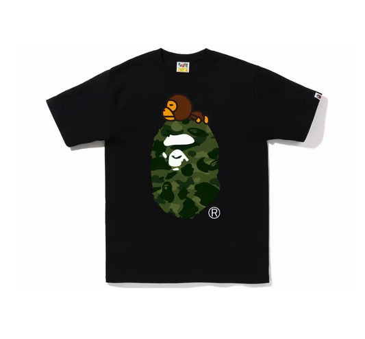 Bape Color Camo Milo On Big Ape Tee Black/Green