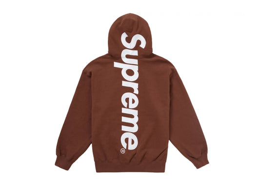 Supreme Satin Appliqué Hooded Sweatshirt Brown