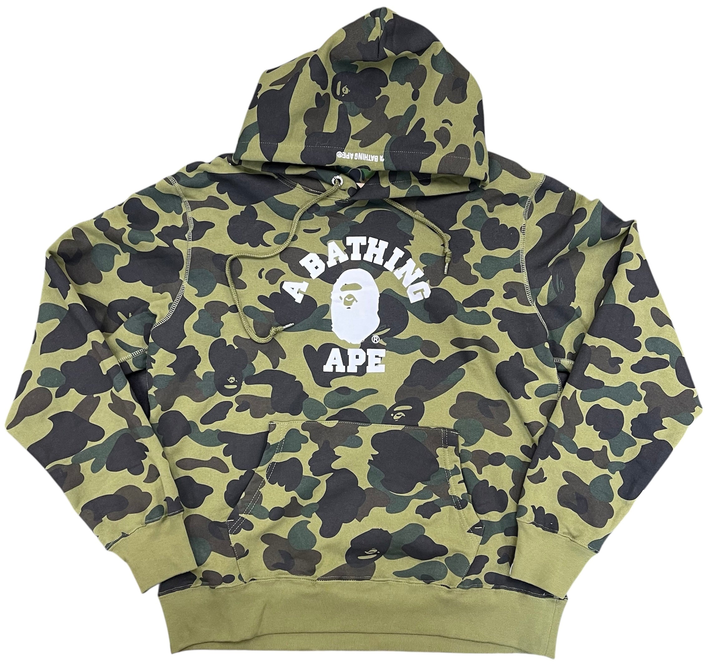 Bape 1st Camo College Pullover Hoodie Green