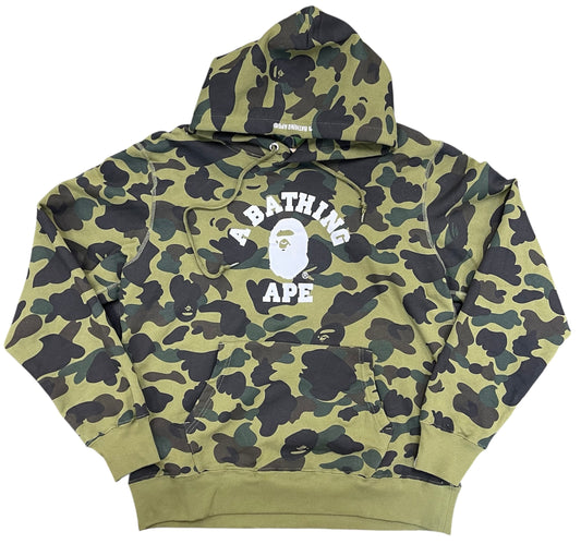 Bape 1st Camo College Pullover Hoodie Green