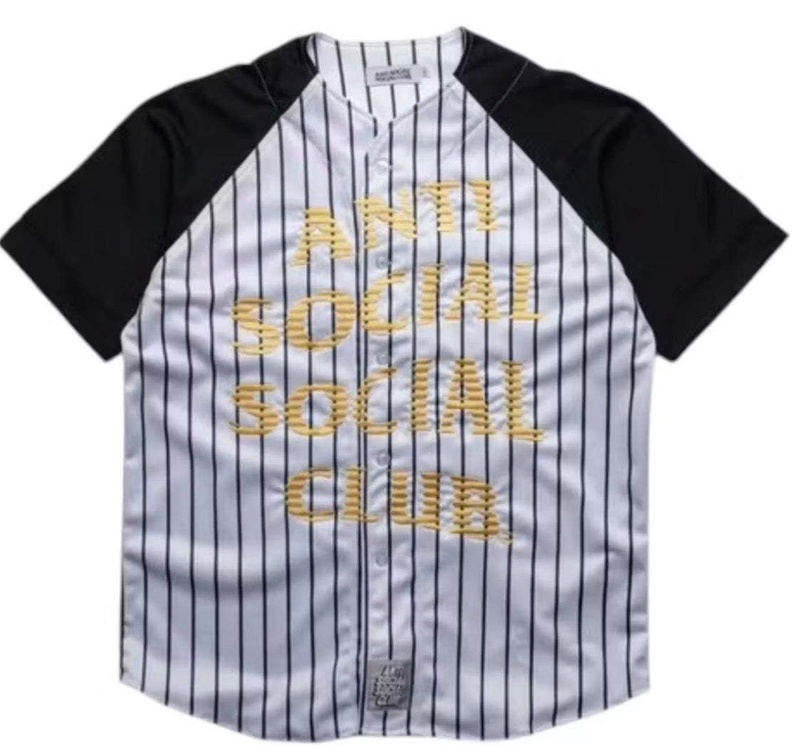 Anti Social Social Club Pinstriped Baseball Jersey