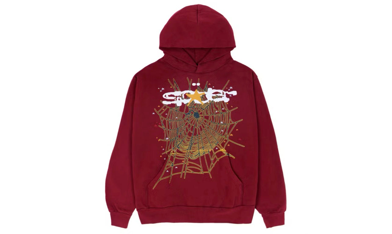 Sp5der Logo Hoodie Maroon