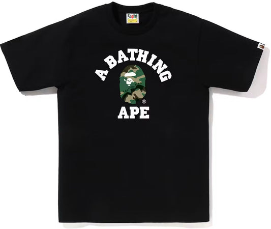Bape Woodland Camo College Tee(SS23) Black