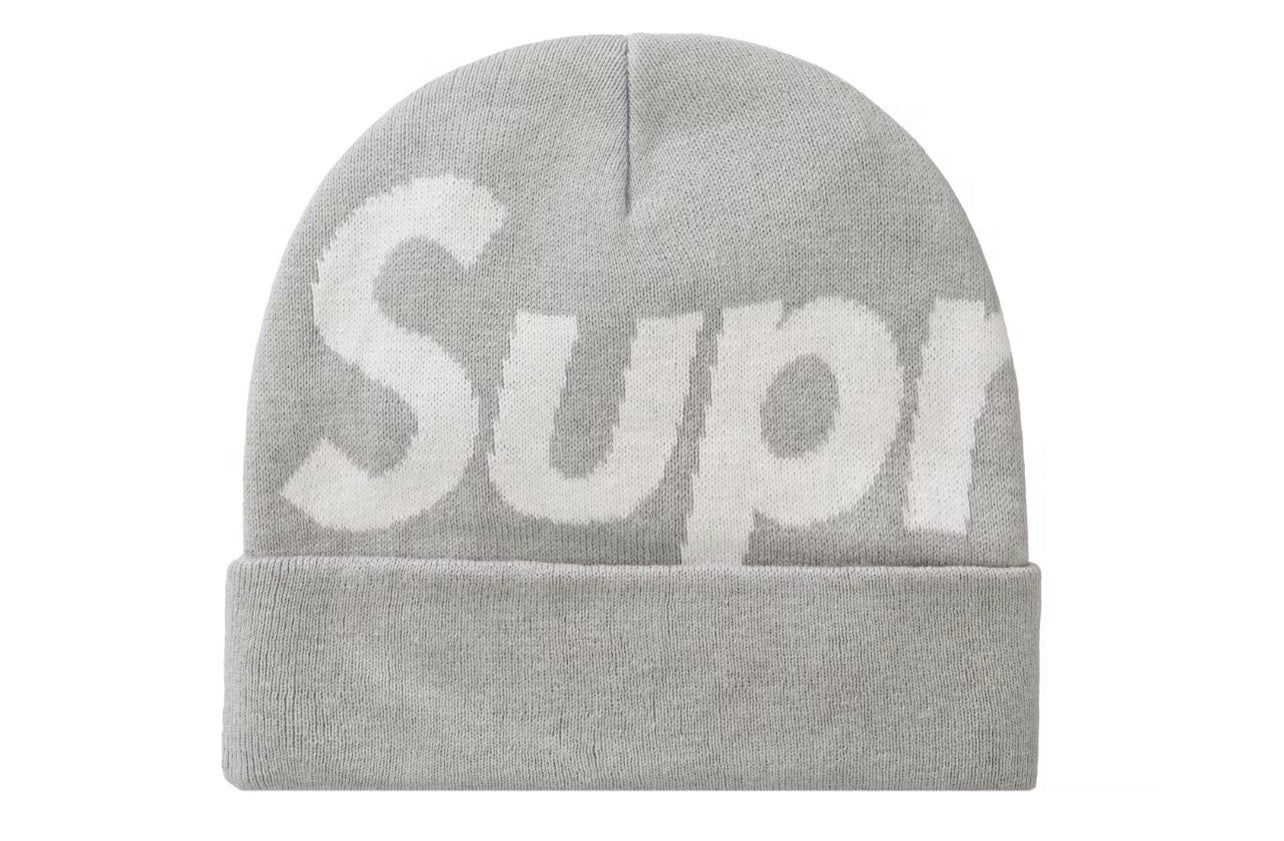 Supreme Big Logo Beanie Grey