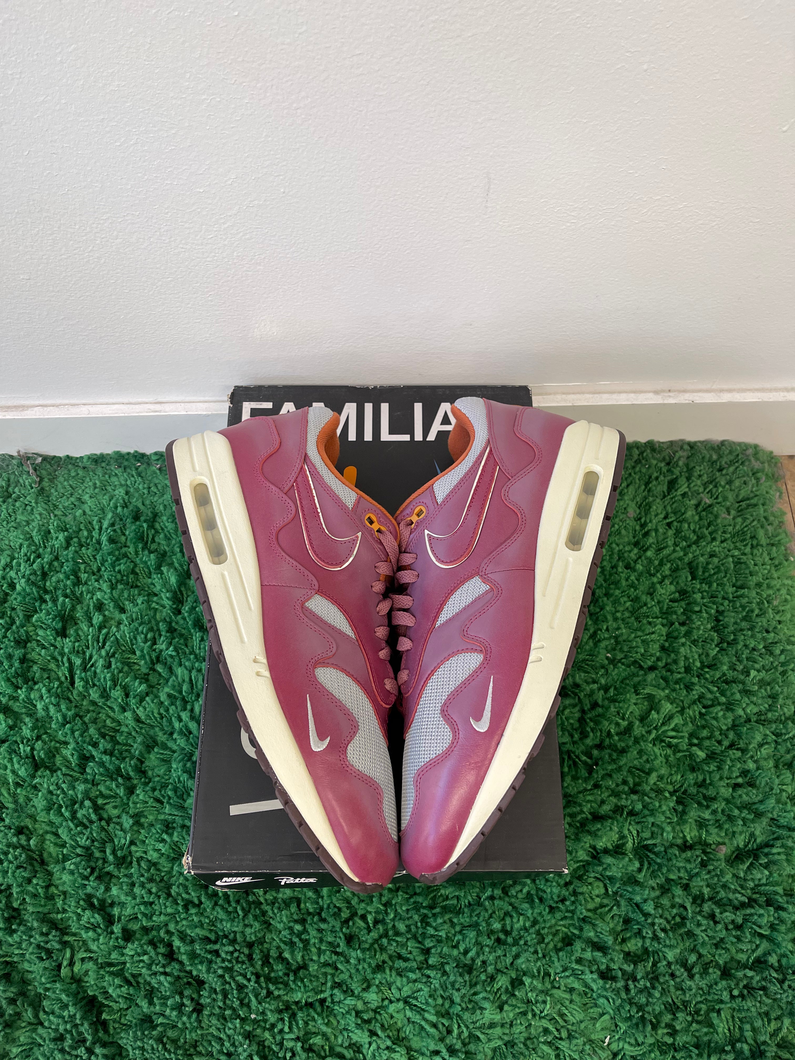 Used Nike Air Max 1 Patta Waves Rush Maroon (with bracelet)(Men’s)