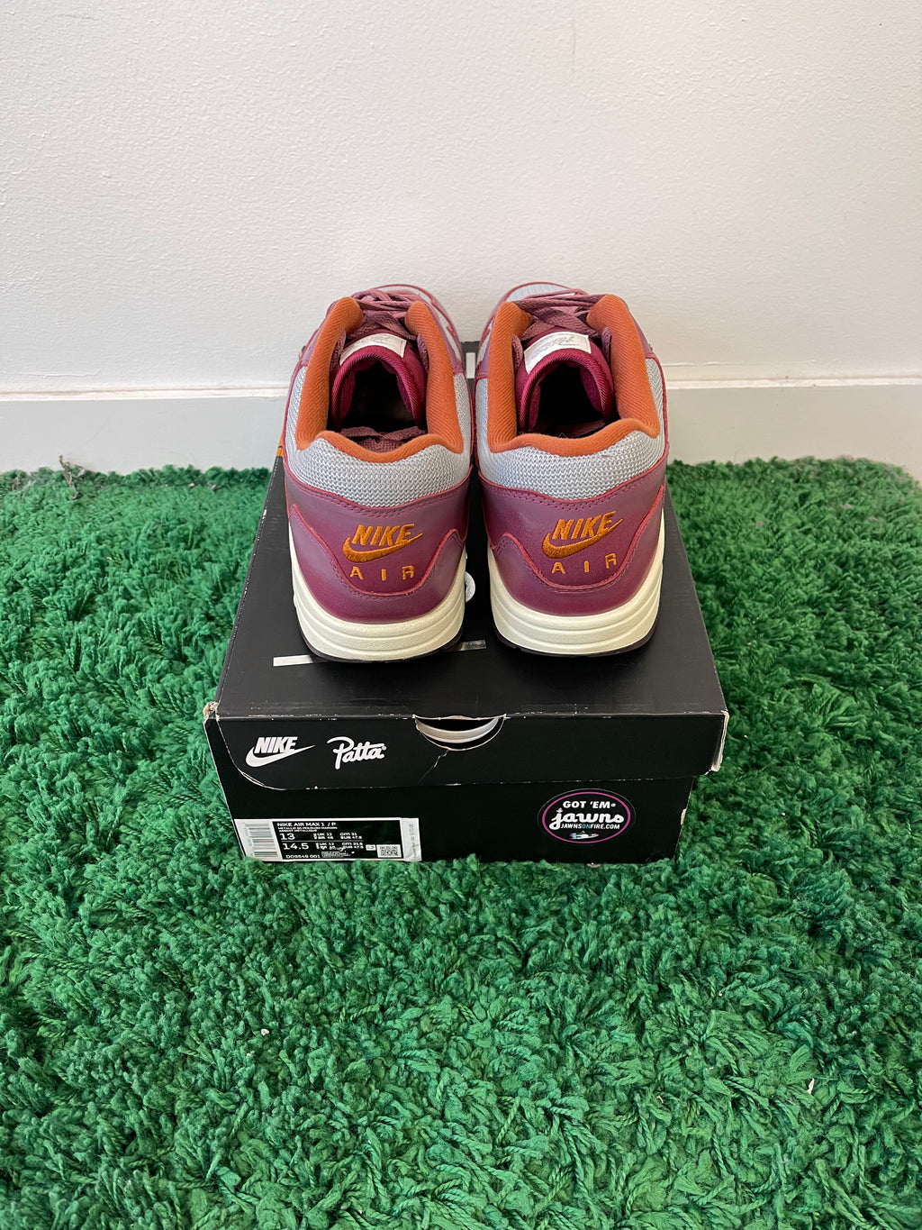 Used Nike Air Max 1 Patta Waves Rush Maroon (with bracelet)(Men’s)