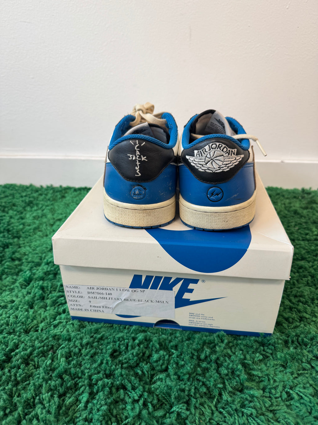Used Jordan 1 Retro Low OG SP Fragment x Travis Scott Sail Military Blue (Men’s)