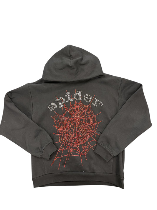 Used Sp5der Rhinestone OG Web V2 Hoodie Black