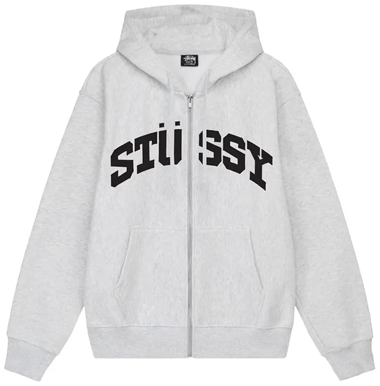 Stussy Block Sport Zip Up Hoodie Ash Heather