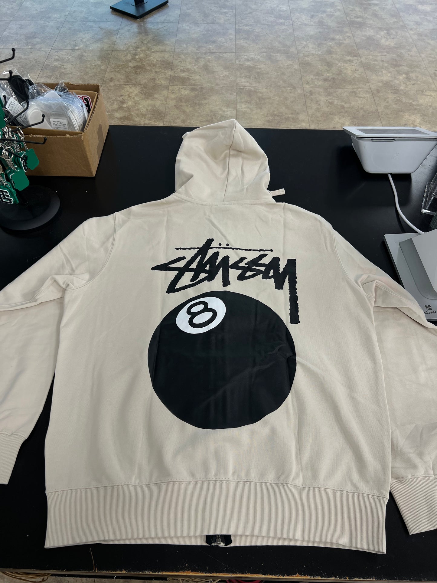 Stussy 8 Ball Zip Up Hoodie Putty
