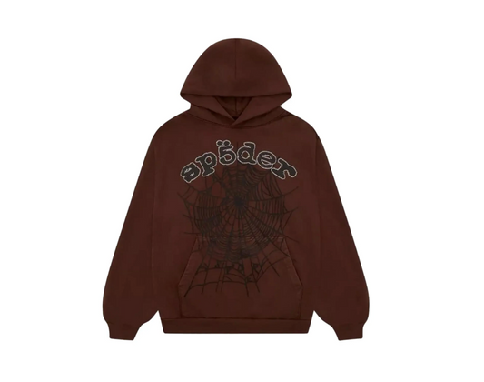 Sp5der X Travis Scott Complexcon Exclusive Rhinestone Web Hoodie Brown
