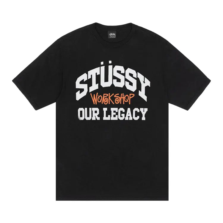 Stussy x Our Legacy Work Shop Collegiate Pigment Dyed Black Tee