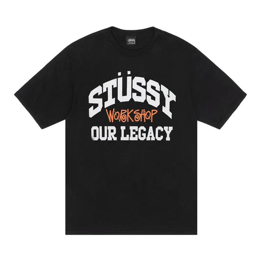 Stussy x Our Legacy Work Shop Collegiate Pigment Dyed Black Tee