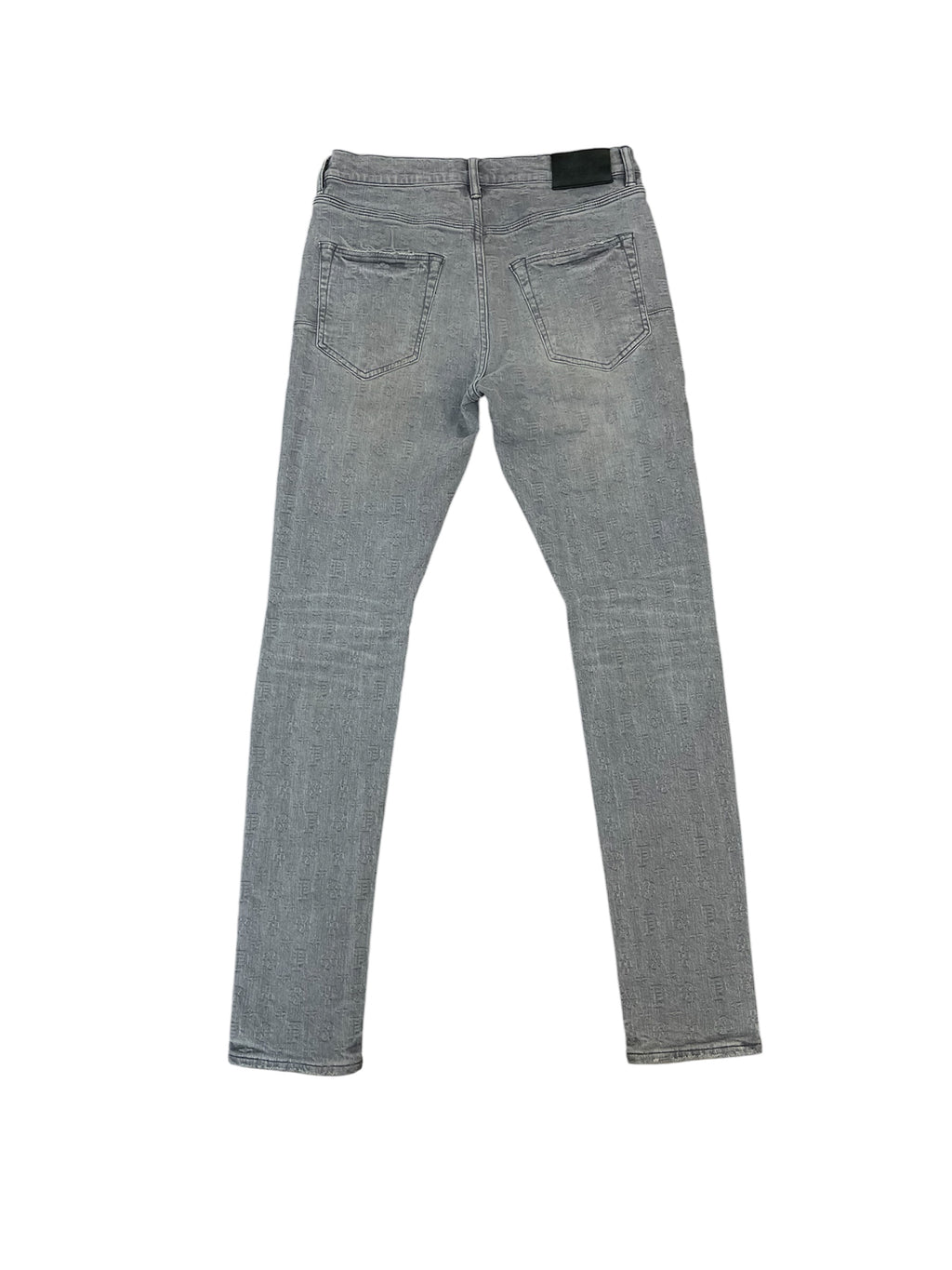 Pre-Owned Purple Brand Jacquard Monogram Jeans Grey