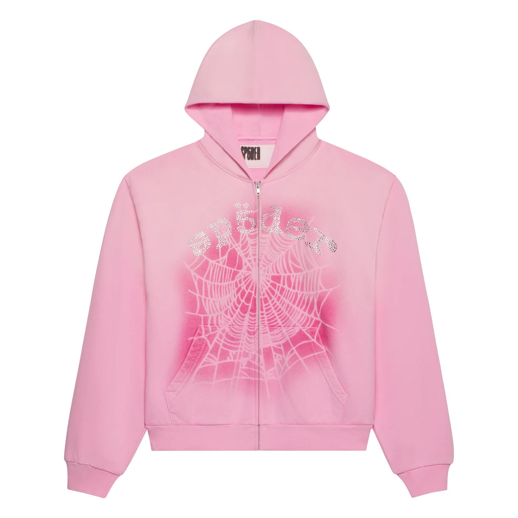 Sp5der Worldwide OG Web V2 Spray Zip Hoodie