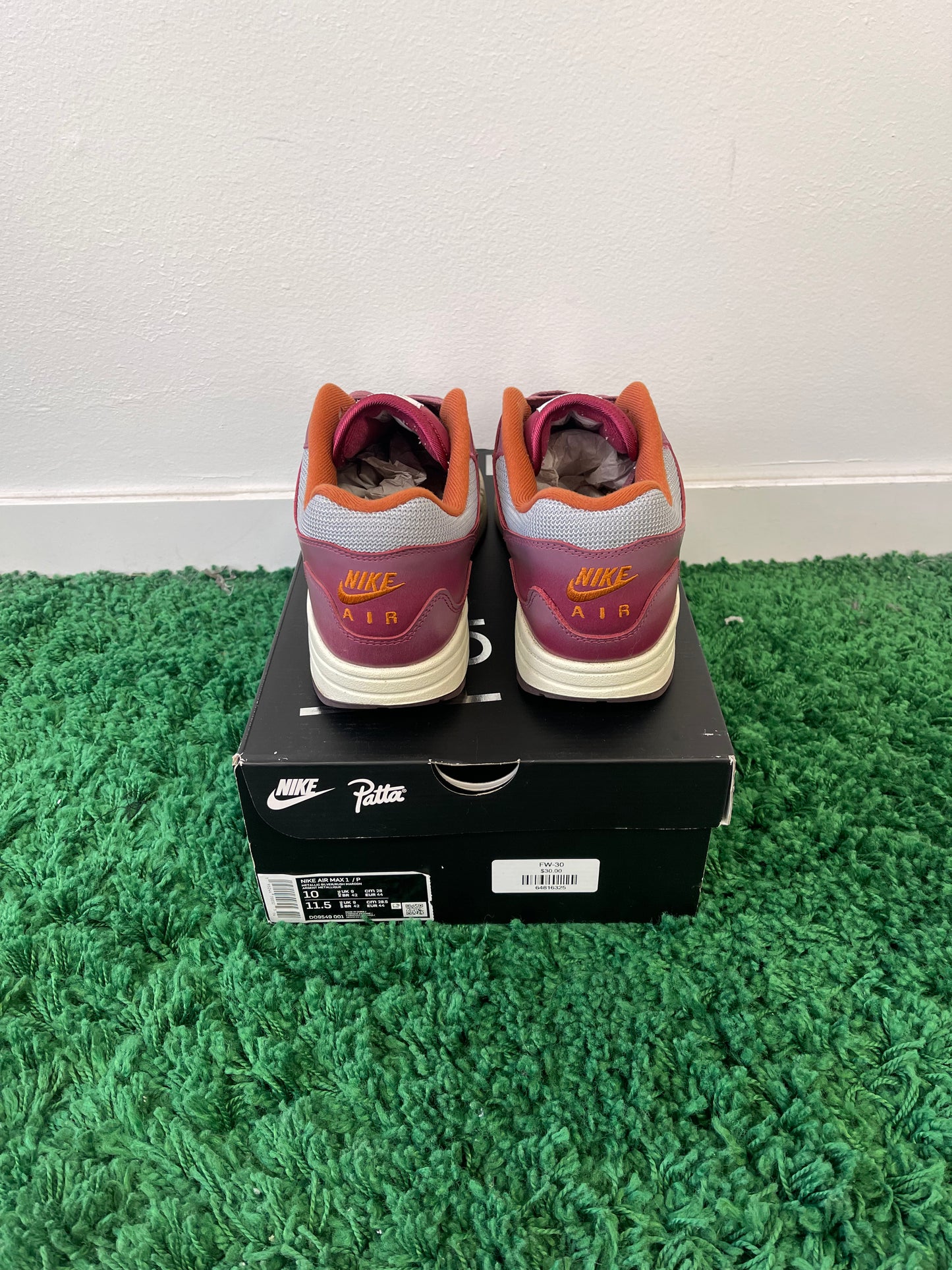 Used Nike Air Max 1 Patta Waves Rush Maroon (Men’s)