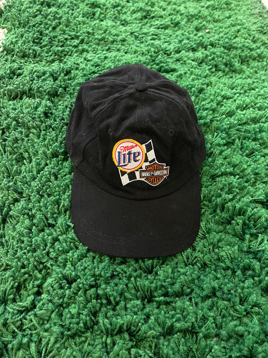 Vintage ‘90 Miller Beer Racing Harley Davidson Cap Black