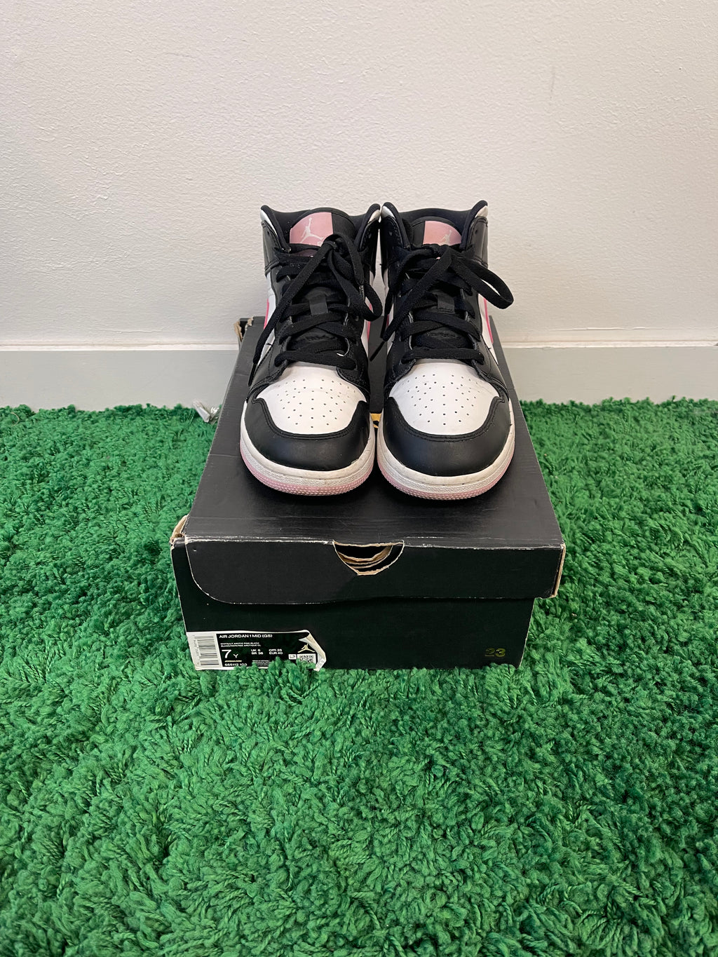 Used Jordan 1 Mid White Black Light Arctic Pink (Youth)