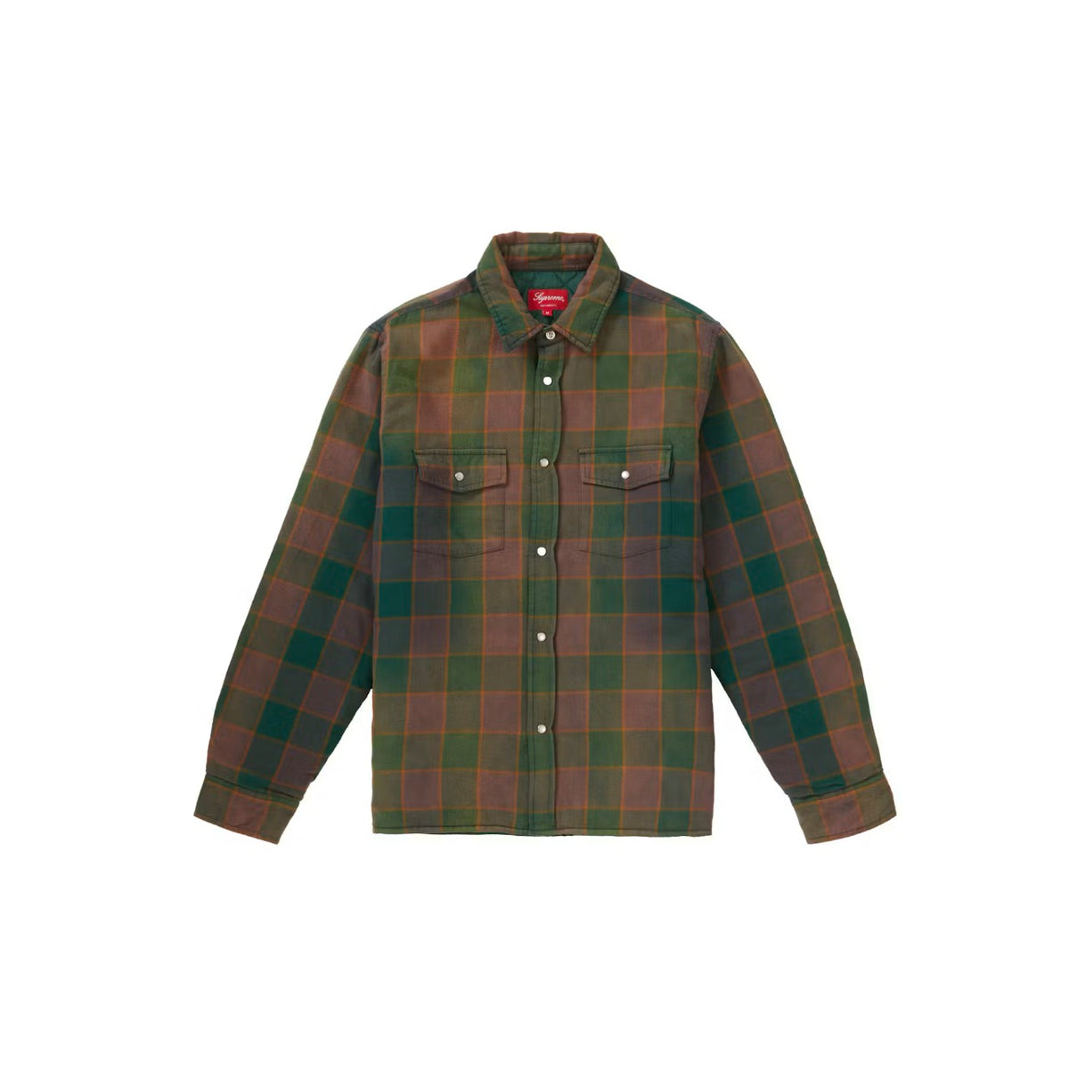 Pre-Owned Supreme Quilted Faded Plaid Shirt Dusty Green