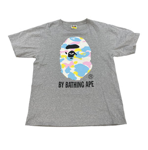 Pre-Owned BAPE New Multi Camo Big Ape Head Tee Grey