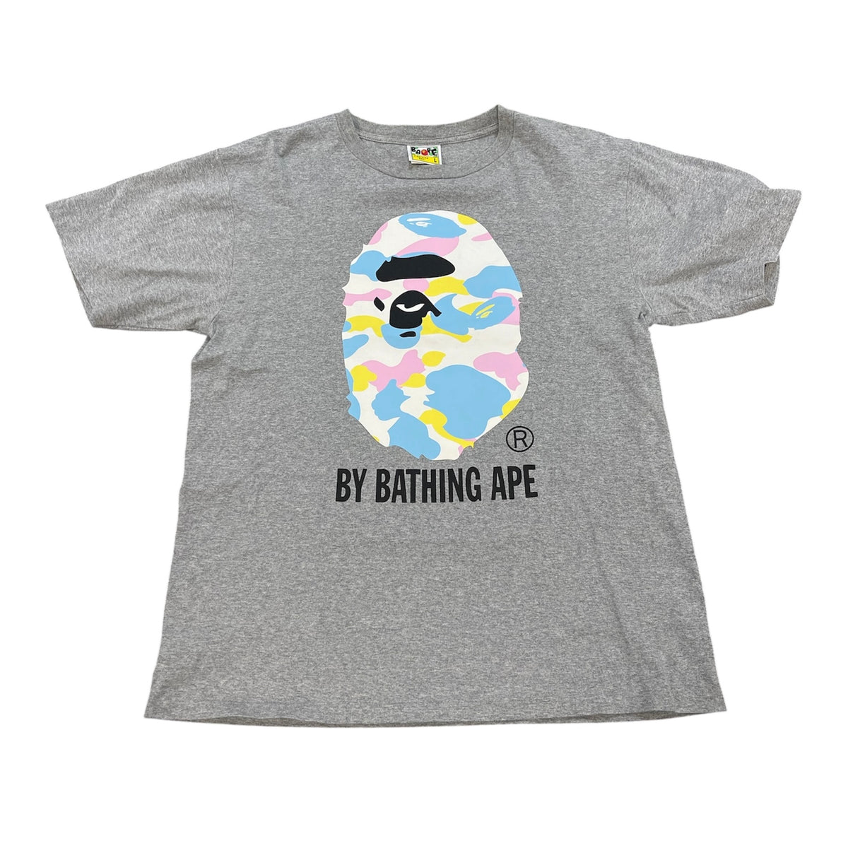 Pre-Owned BAPE New Multi Camo Big Ape Head Tee Grey