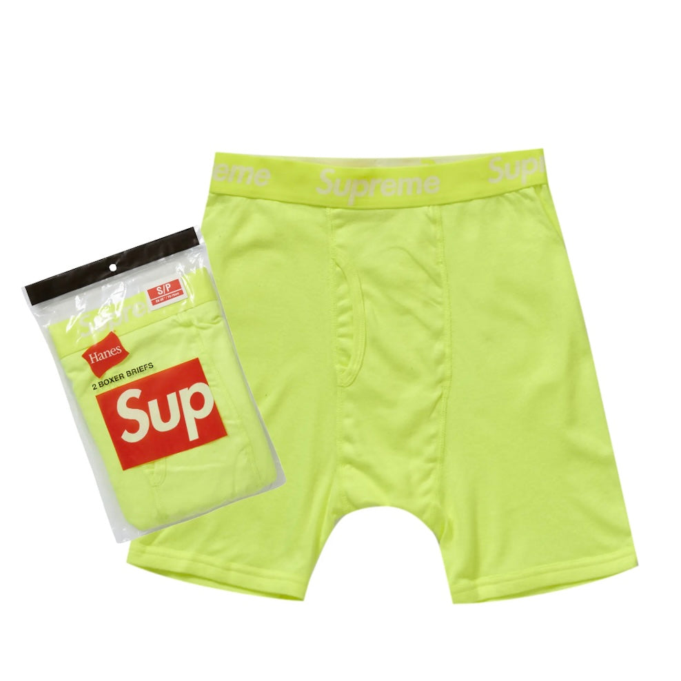 Supreme Hanes Boxer Briefs Flourescent Yellow (2 Pack)