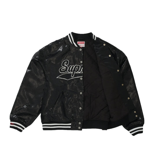 Supreme Mitchell & Ness Sequin Varsity Jacket Black