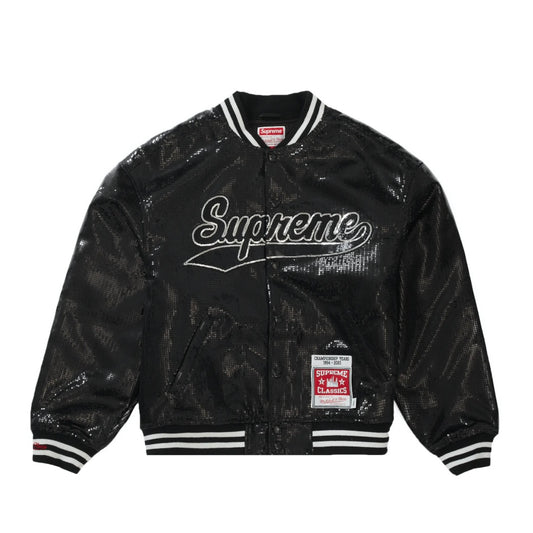 Supreme Mitchell & Ness Sequin Varsity Jacket Black