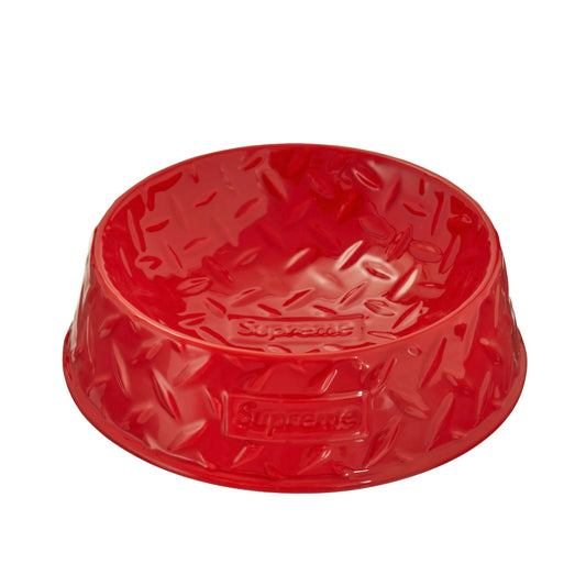Supreme Diamond Plate Dog Bowl Red