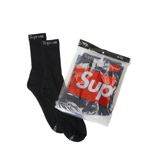Supreme Hanes Crew Socks Black (4 Pack)