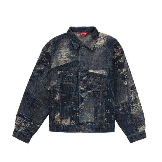 Supreme Archive Denim Jacquard Trucker Jacket Blue