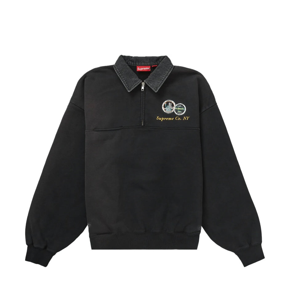 Supreme Denim Collar Half Zip Sweatshirt Black