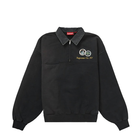 Supreme Denim Collar Half Zip Sweatshirt Black