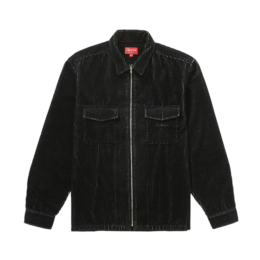 Supreme 2-Tone Corduroy Zip Up Shirt Black