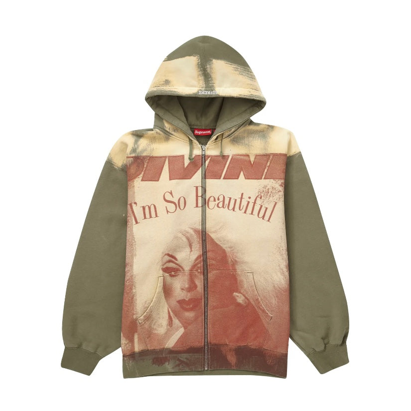 Supreme Divine Zip Up Hoodie Light Olive