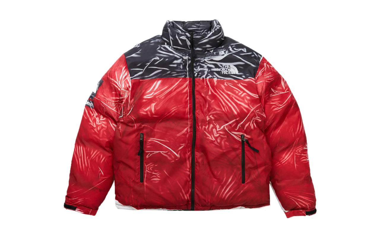 Supreme The North Face Printed Nuptse Trompe L’oeil Jacket Red